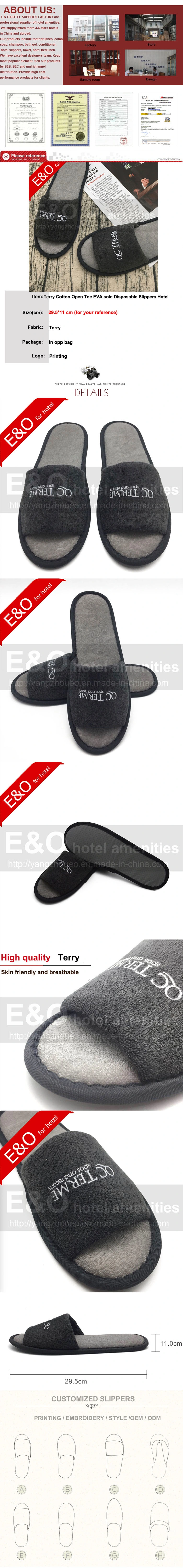 Terry Cotton Open Toe EVA Sole Disposable Slippers Hotel