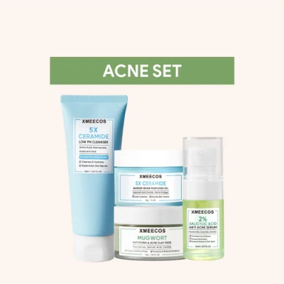 Kosmetisches Hautpflegeset Ceramid-Reiniger + Feuchtigkeitsgel + Tonmaske + Toner-Serum zur Reparatur der Hautbarriere